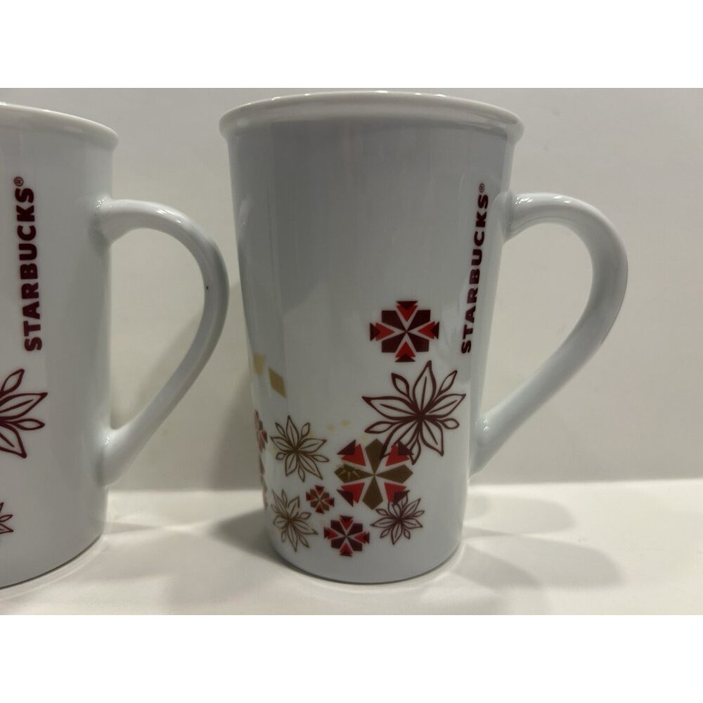 Starbucks Cups Set of 2 Holiday Winter Star Snowflake Poinsettia Christmas 12 oz - Picture 13 of 13